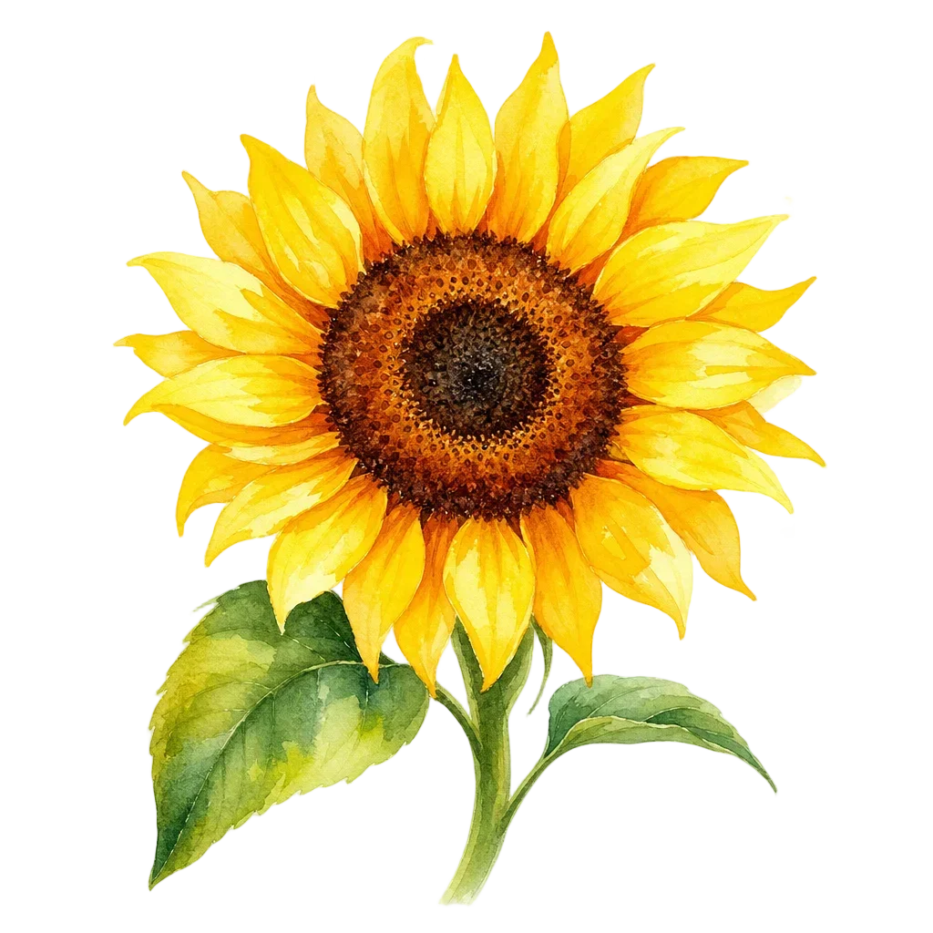 Watercolor Blooming Sunflower — free clip art