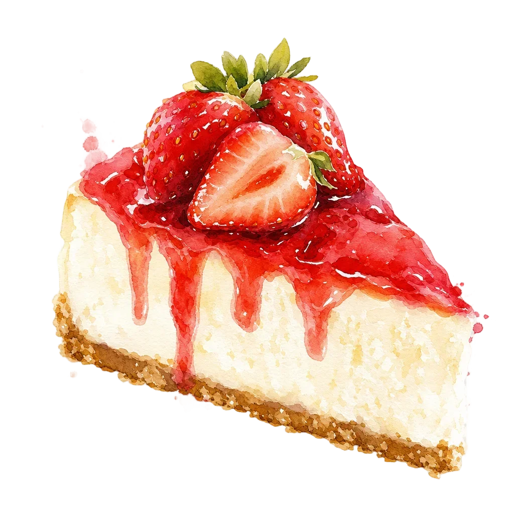 Watercolor Cheesecake with Strawberry Topping — free clip art