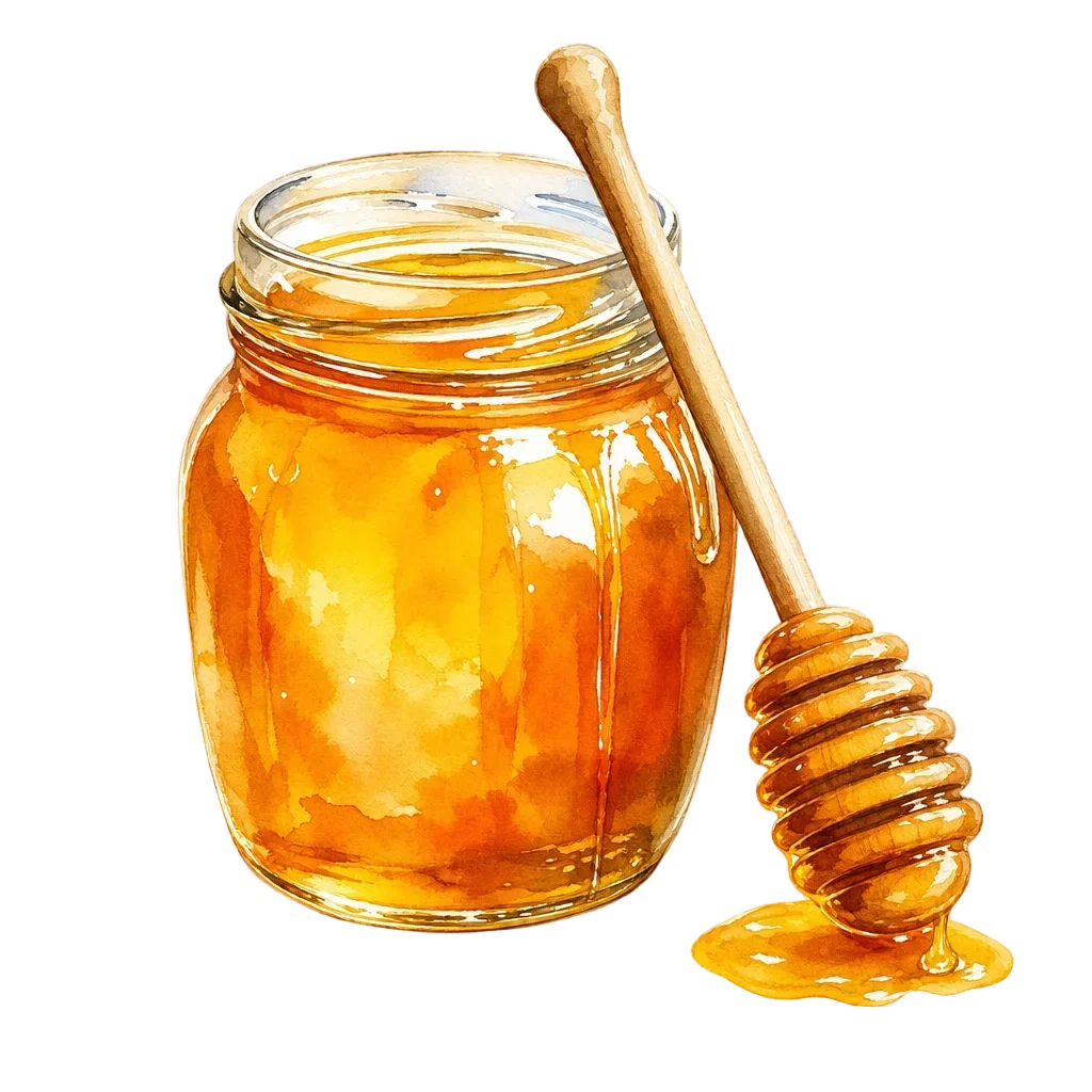 Watercolor Honey Jar with Wooden Dipper — free clip art