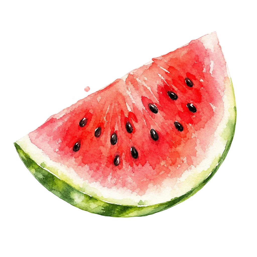 Watercolor Watermelon Slice with Seeds — free clip art