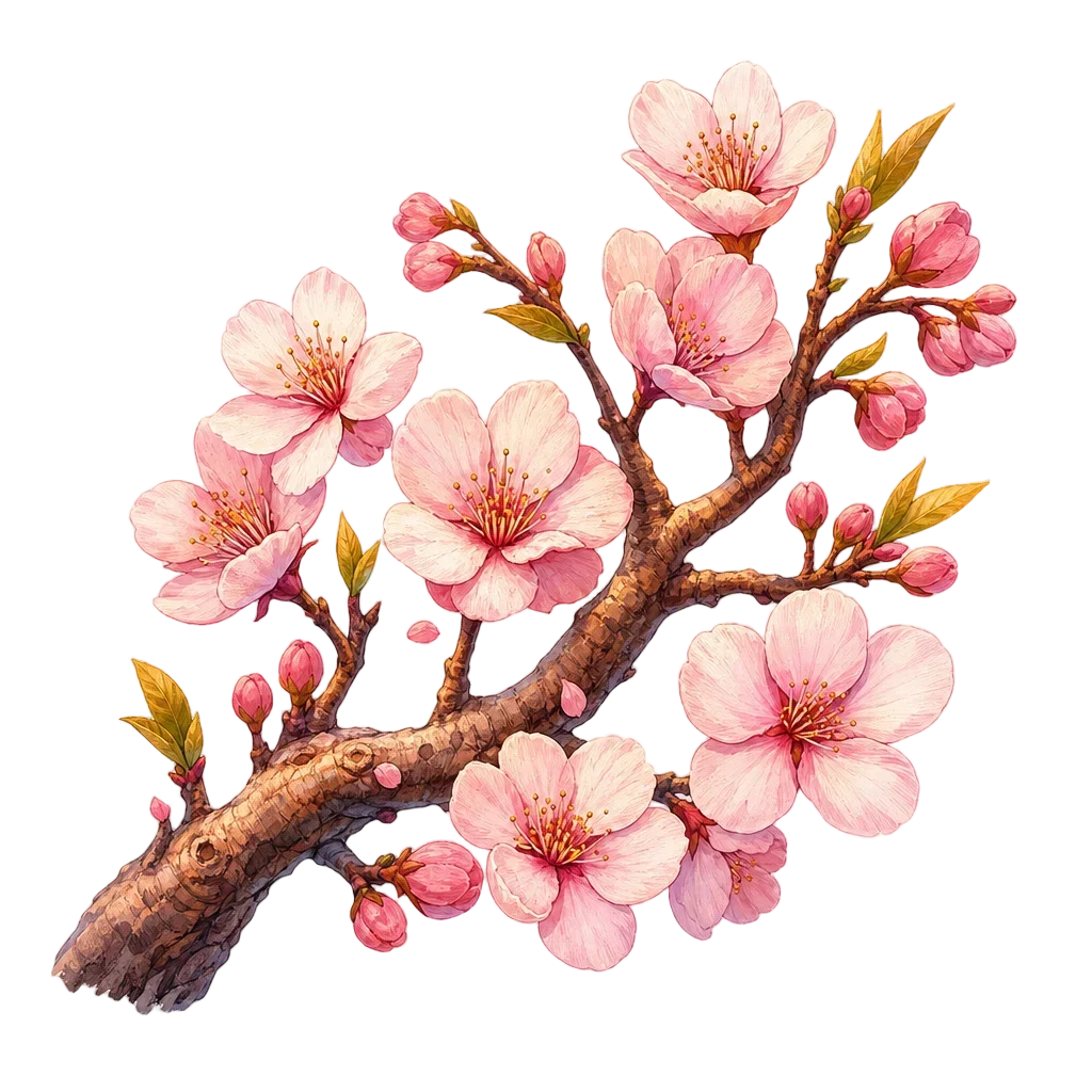 Whimsical Cherry Blossom Branch — free clip art