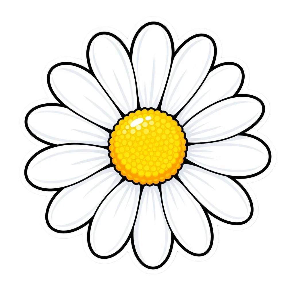 White Daisy Flower Sticker — free clip art