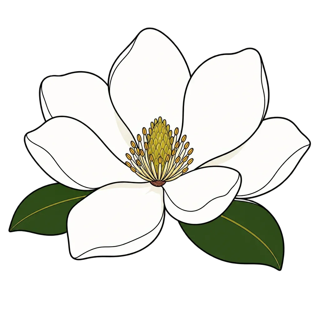 White Magnolia Flower with Stamens — free clip art