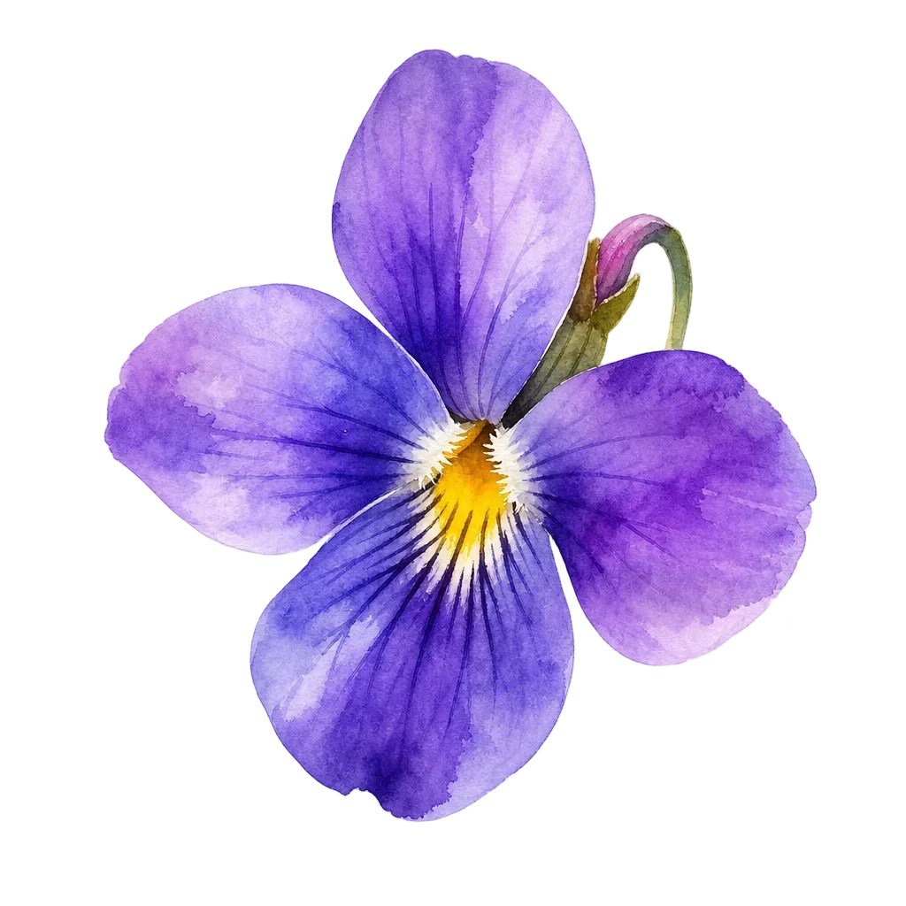 Wild Violet Watercolor Flower — free clip art
