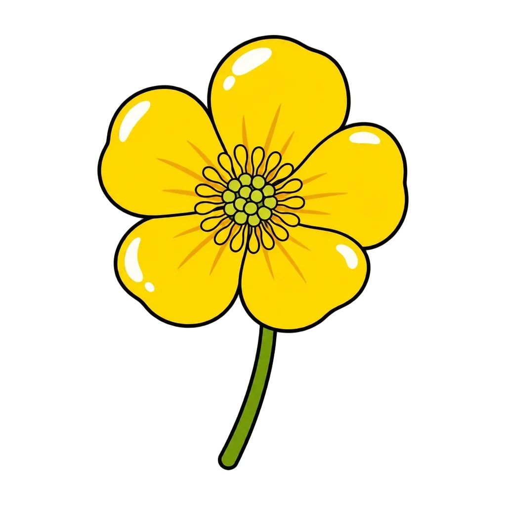 Yellow Buttercup Flat Illustration — free clip art