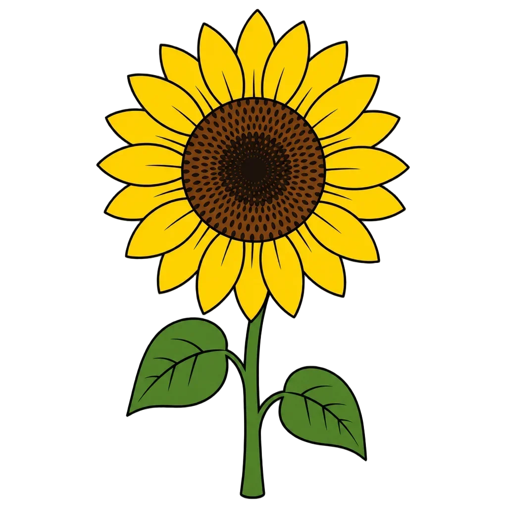 Bright Yellow Sunflower Bloom Flat Icon — free clip art