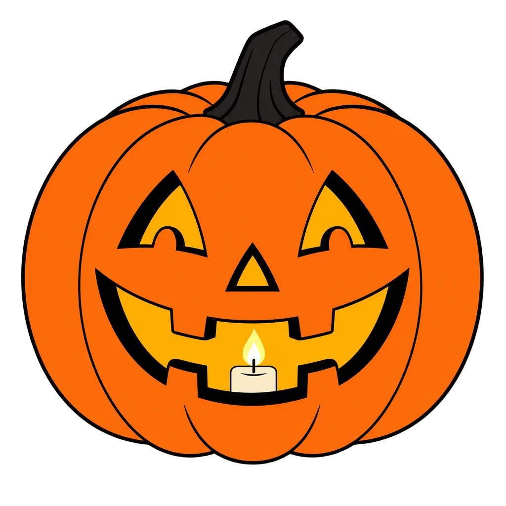 Grinning Jack-O'-Lantern with Candle — free clip art