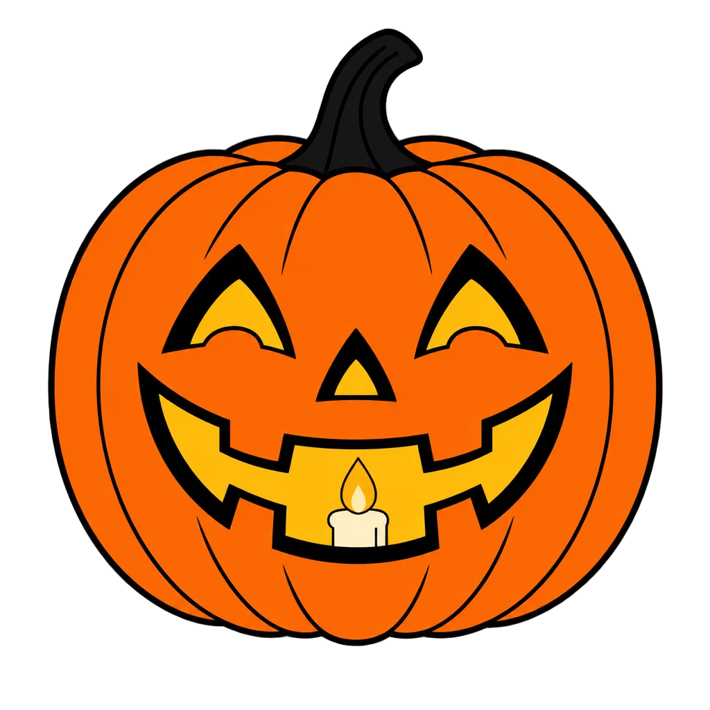 Grinning Jack-O'-Lantern with Candle — free clip art
