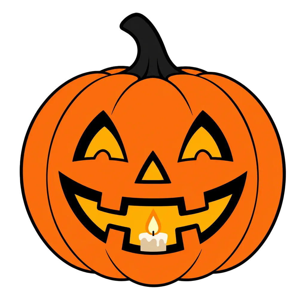 Grinning Jack-O'-Lantern with Candle — free clip art