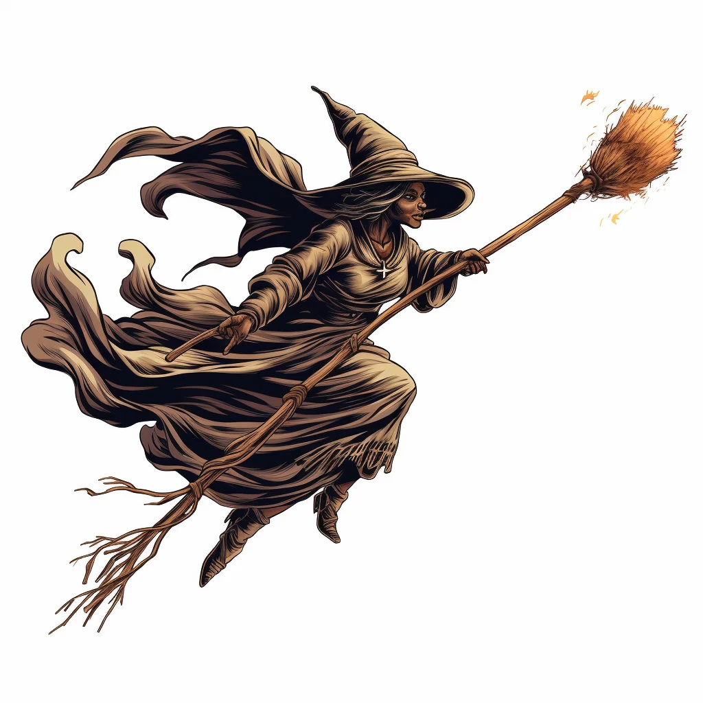 Witch With Broomstick Halloween Clipart — free clip art