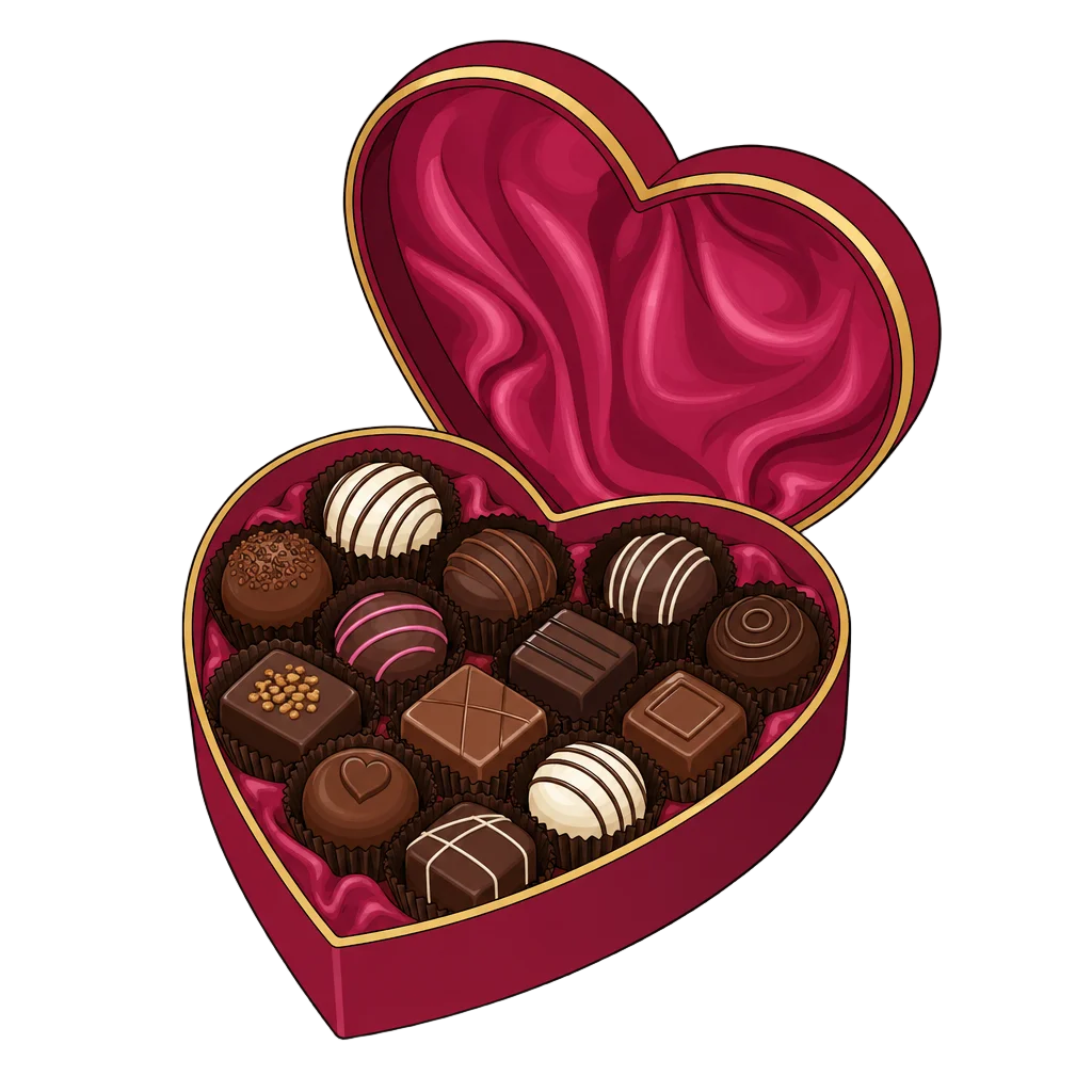 Open Heart-Shaped Chocolate Box — free clip art