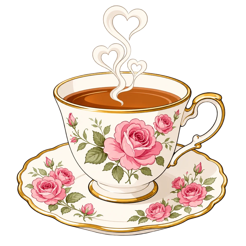 Vintage Teacup with Heart Steam — free clip art