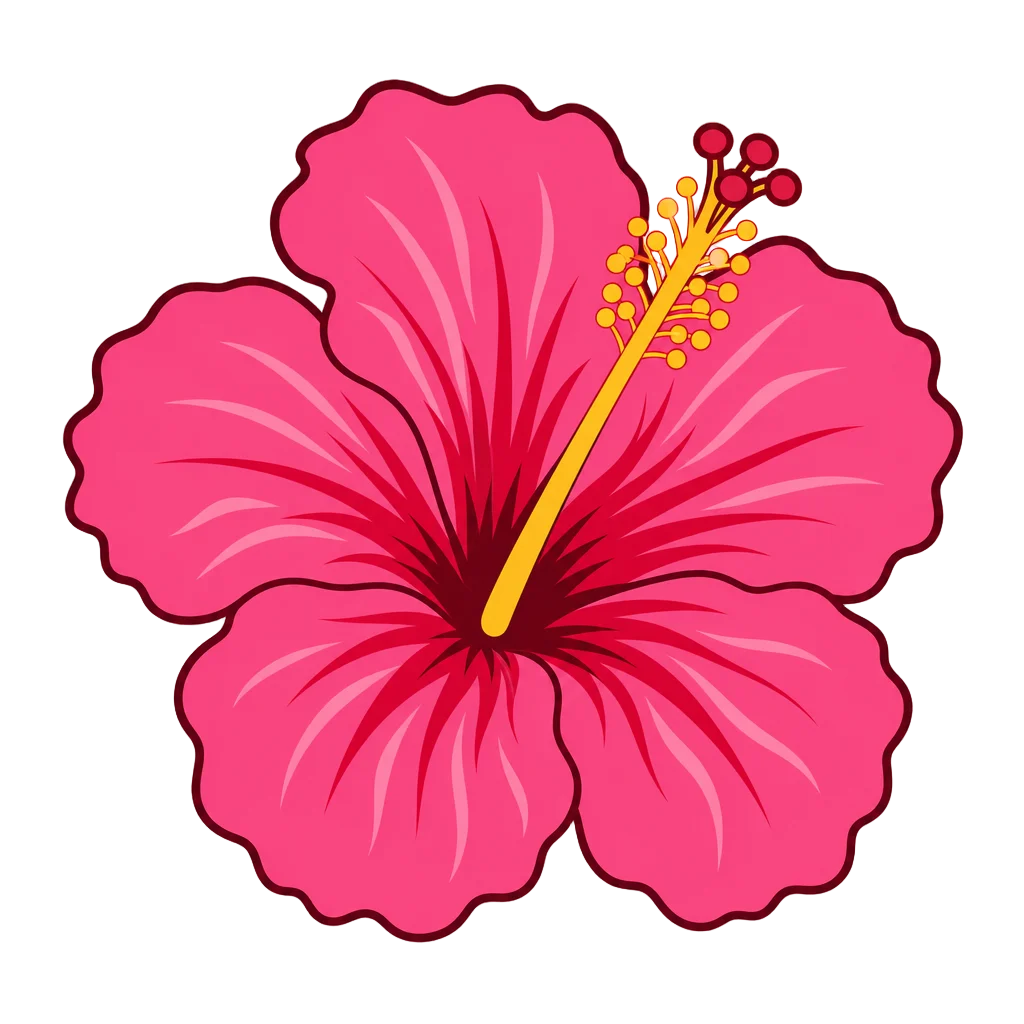 Tropical Pink Red Hibiscus Flower — free clip art