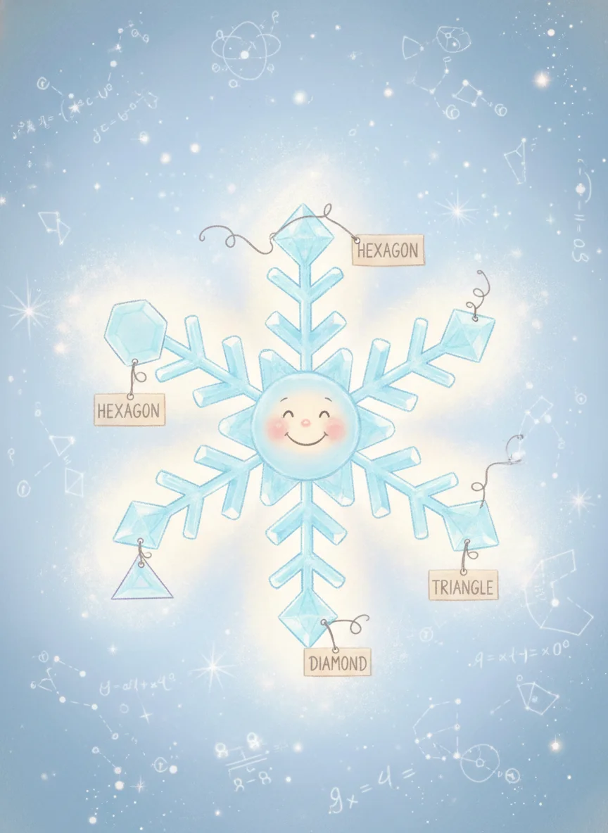 Smiling Snowflake Geometric Shapes — free illustration