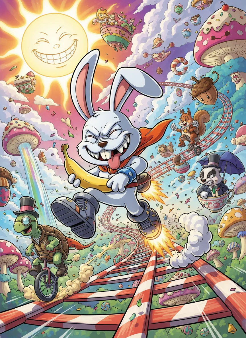 Funny Cartoon Bunny Race — free illustration