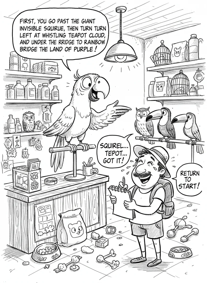The Misleading Parrot's Directions — free illustration