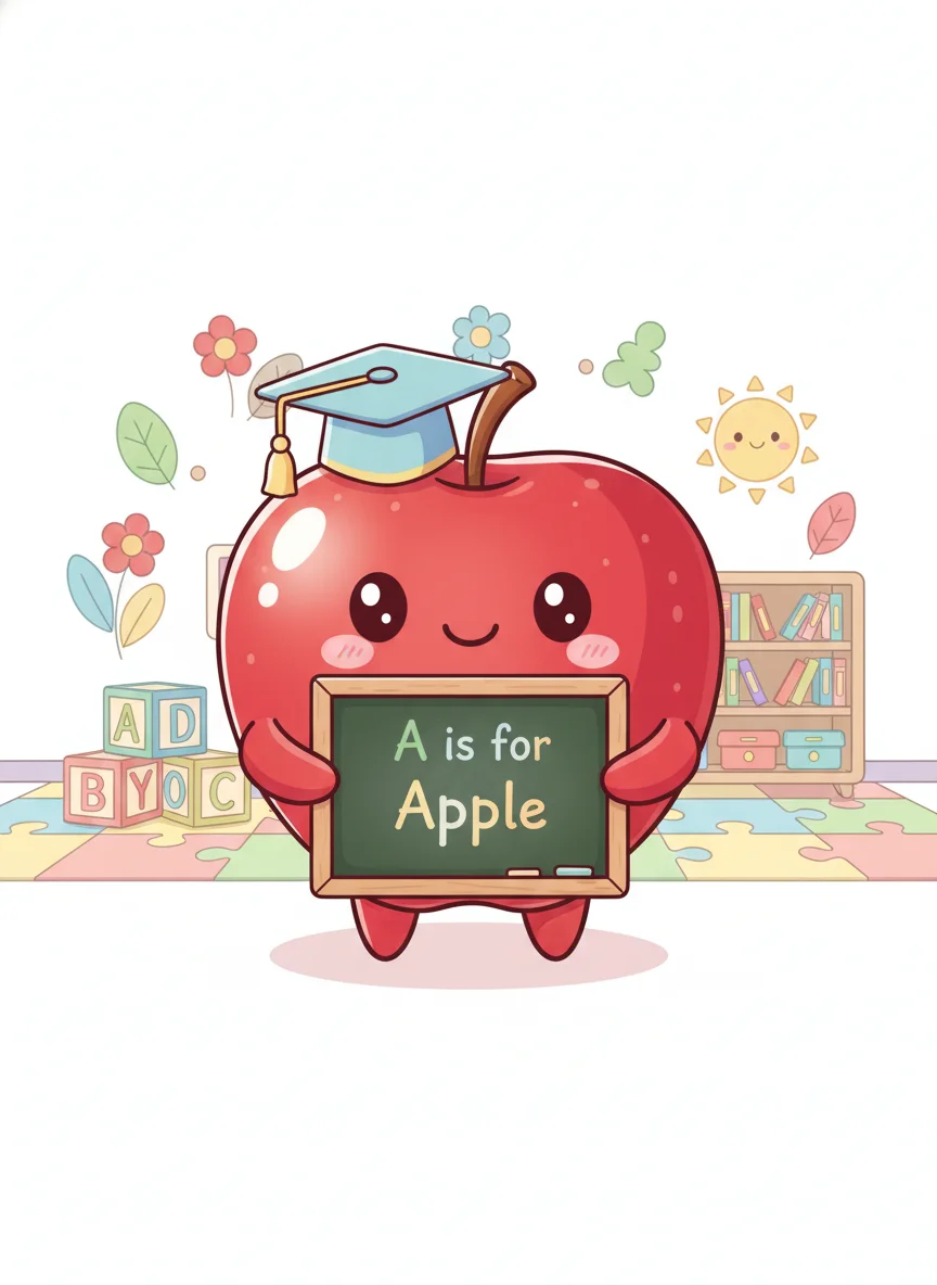 Graduation Apple Character — free illustration