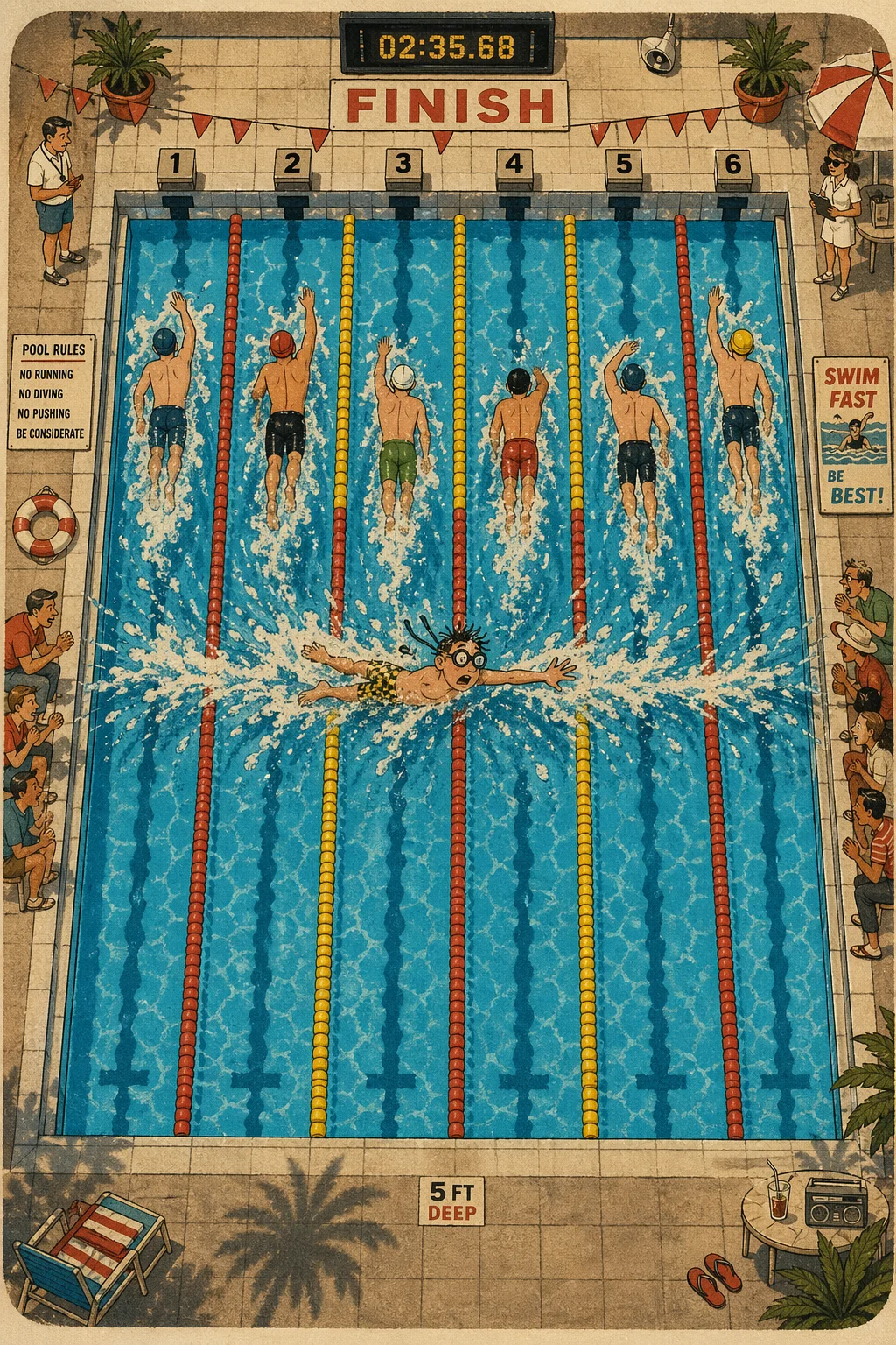 Swimming Pool Chaos — free illustration