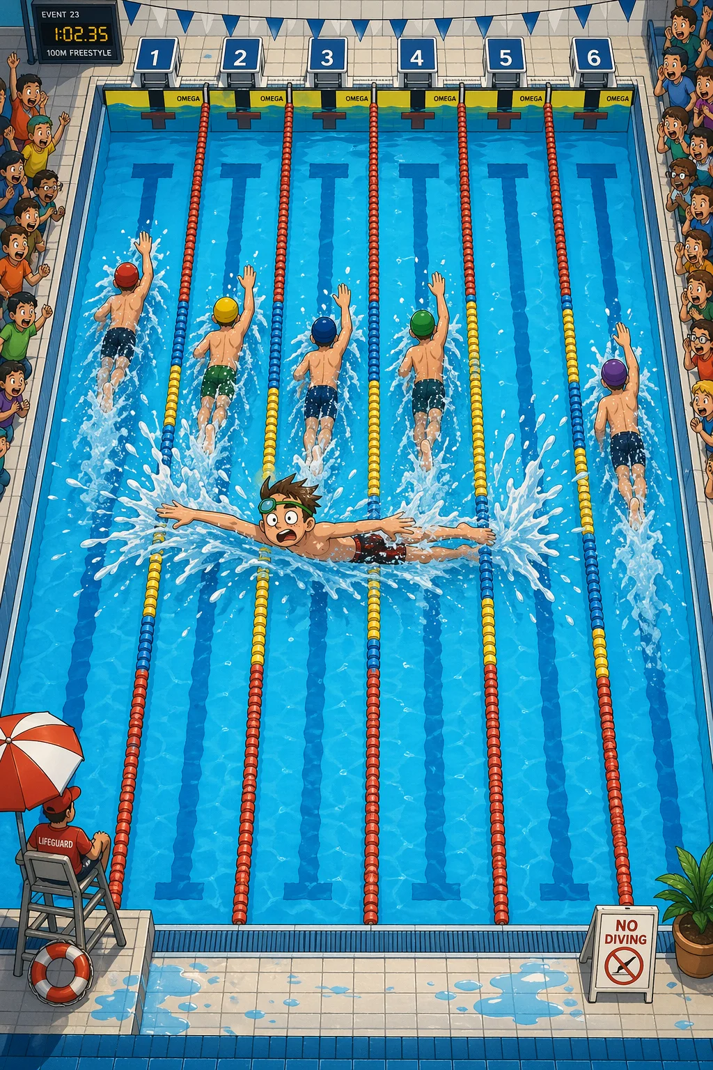 Swimming Pool Chaos — free illustration