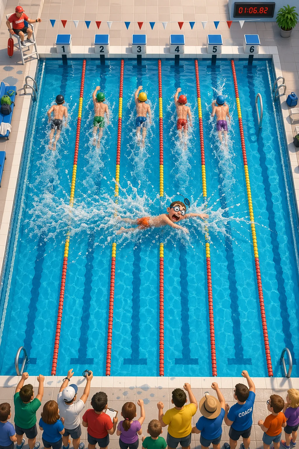 Swimming Pool Chaos — free illustration