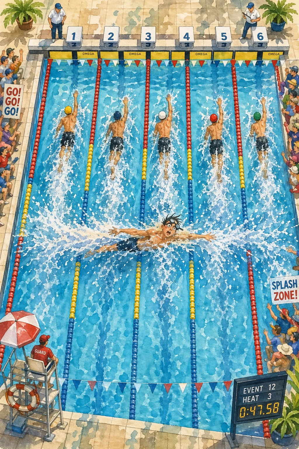 Swimming Pool Chaos — free illustration