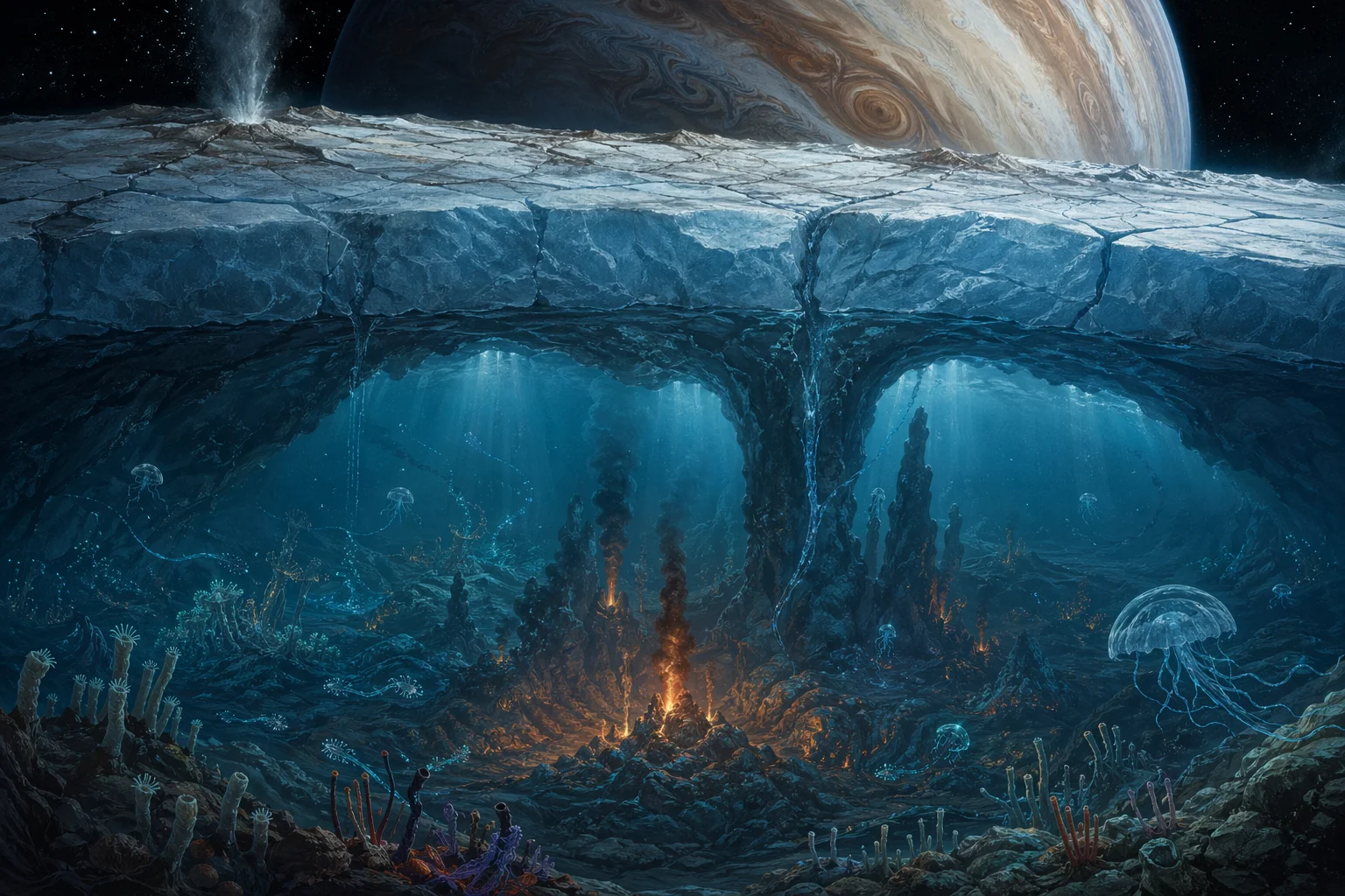 Europa's Subsurface Ocean Life — free illustration