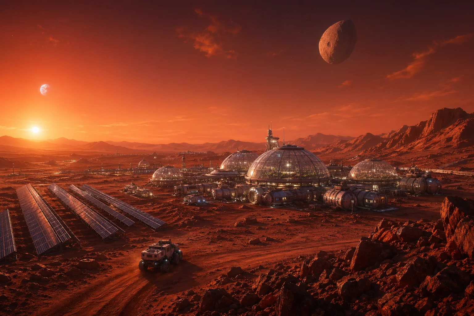 Mars Colony at Golden Hour — free illustration
