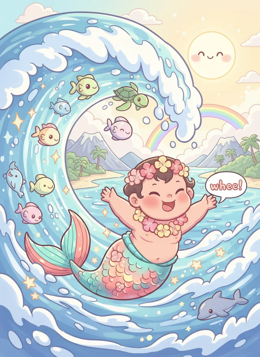 Polynesian Mermaid Toddler Tsunami Swim — free illustration