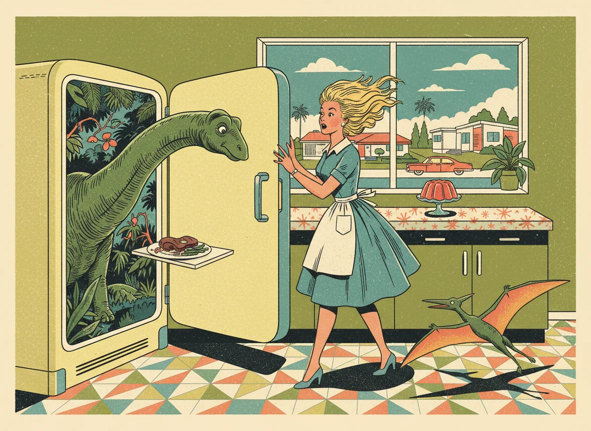 Prehistoric Portal in the Kitchen — free illustration