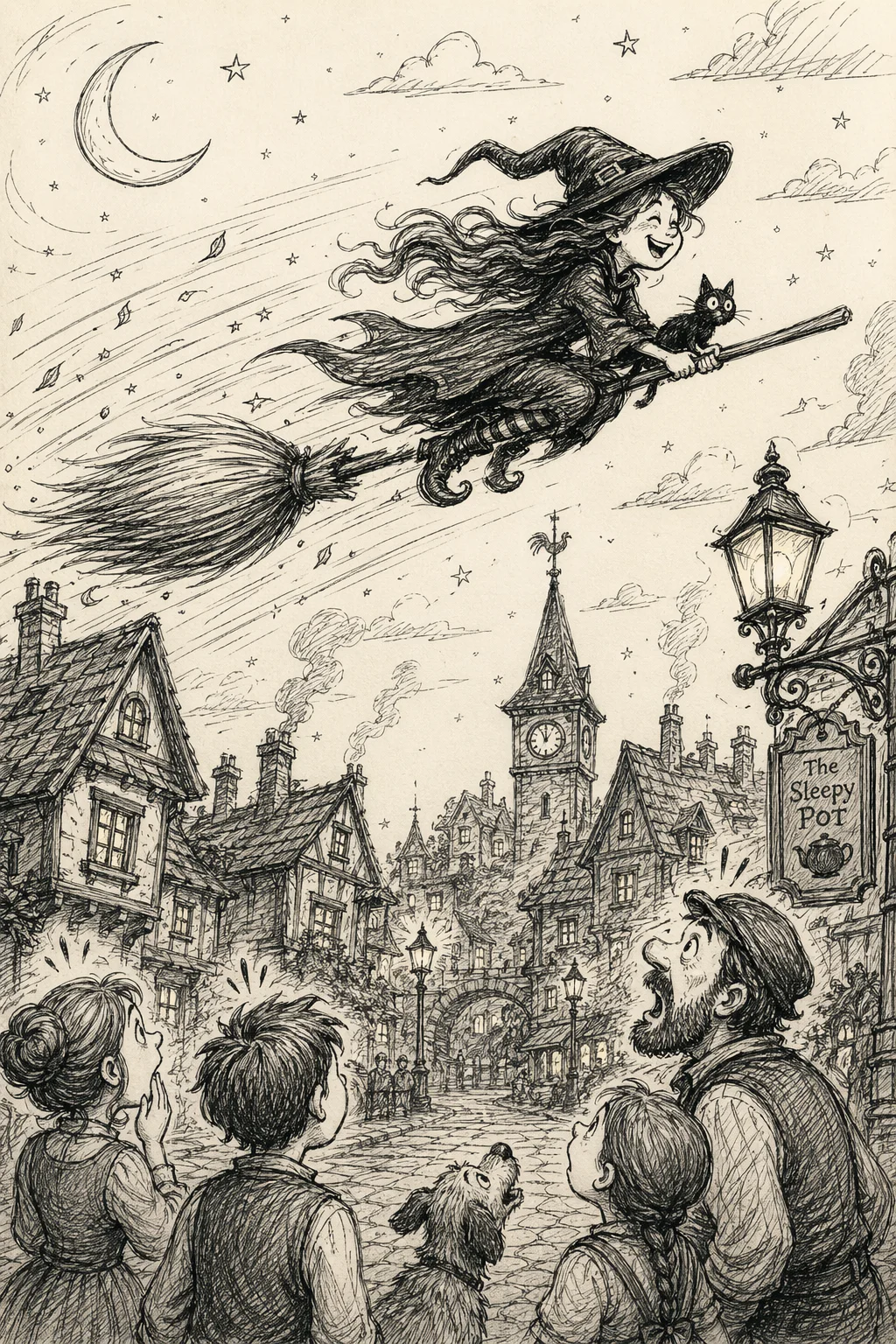 Witch Flying on Broomstick — free illustration