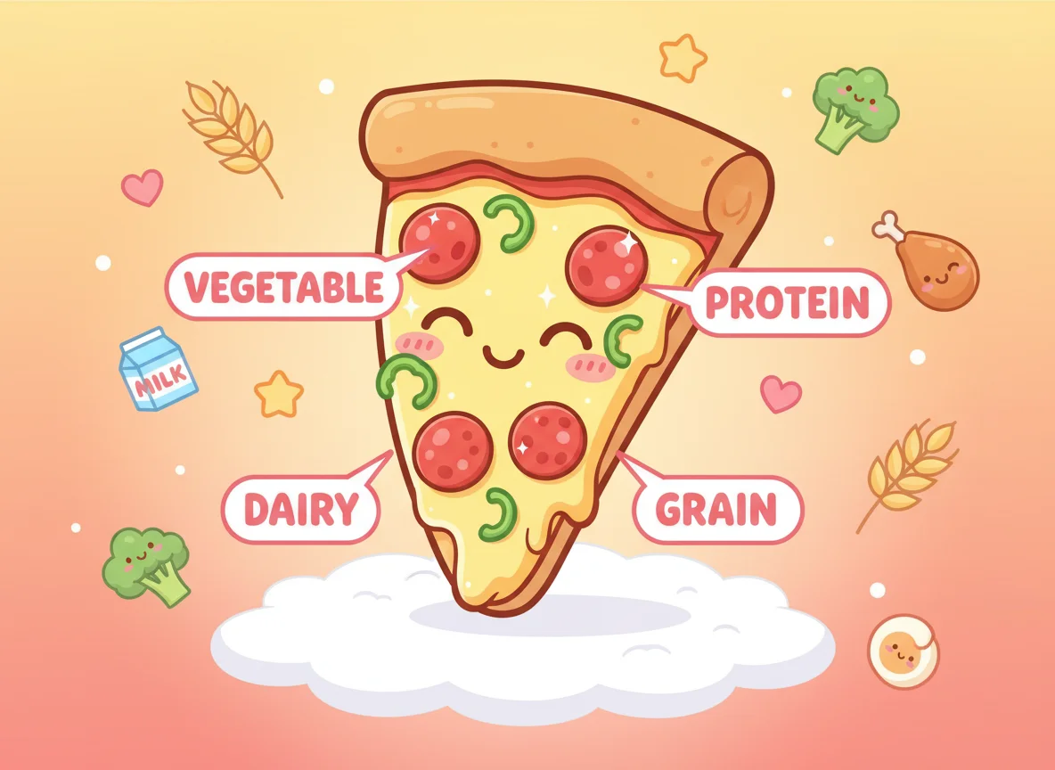 Happy Pizza Slice Food Groups — free illustration