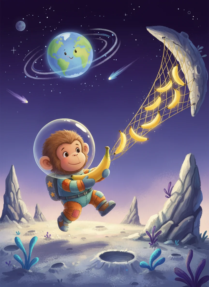 Astro Monkey Banana Net — free illustration