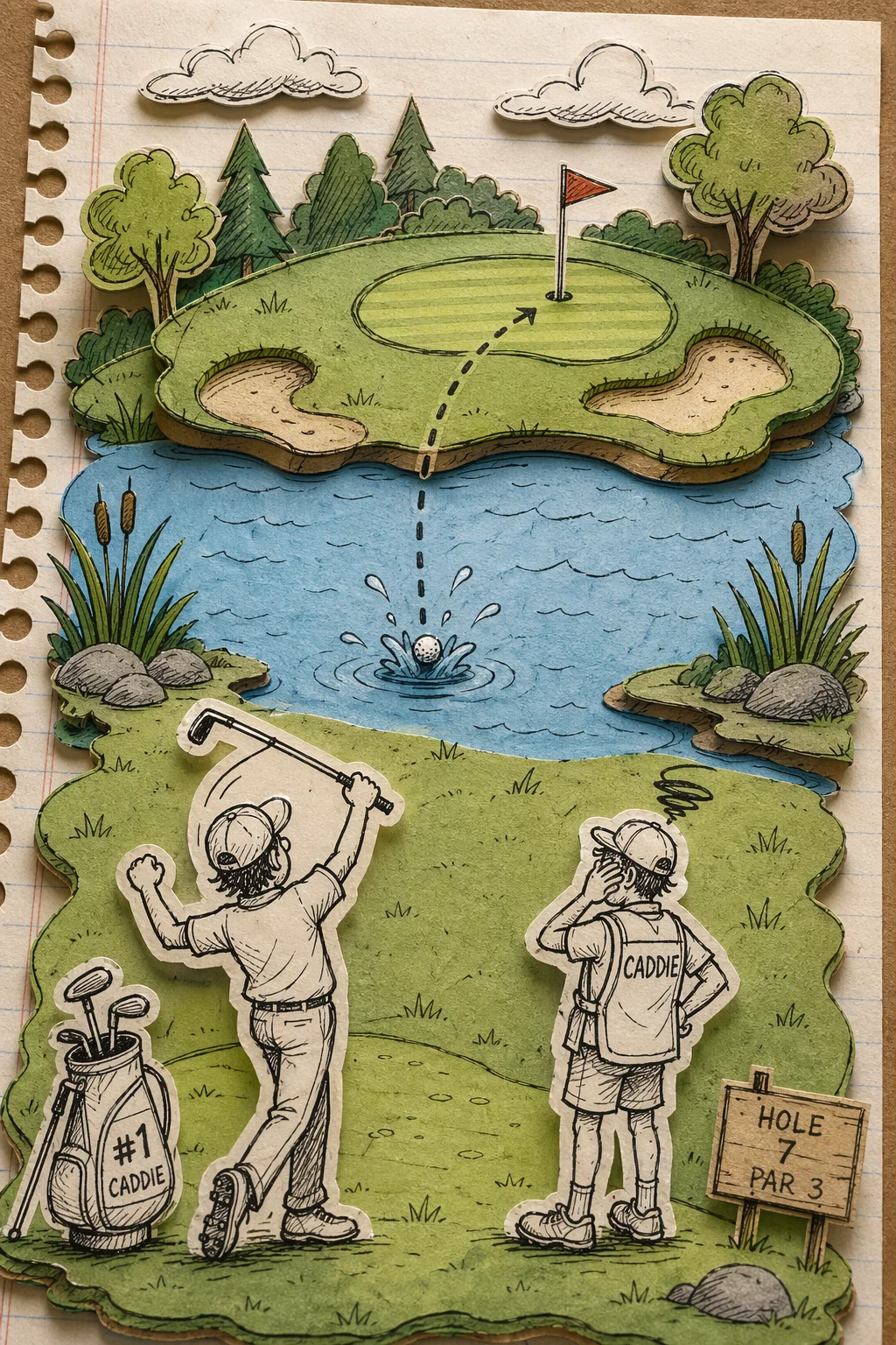 Golf Ball in Pond — free illustration