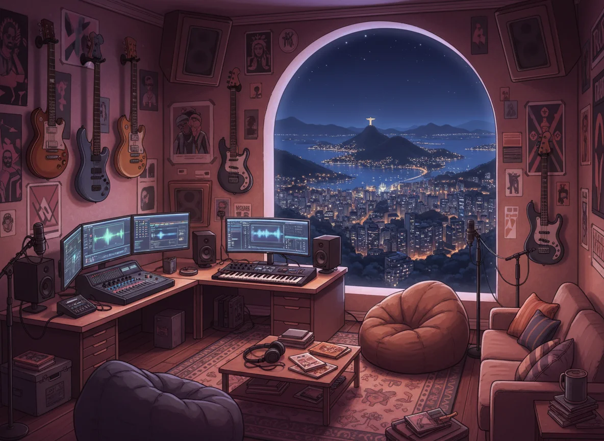 Trap Music Studio Rio Night View — free illustration