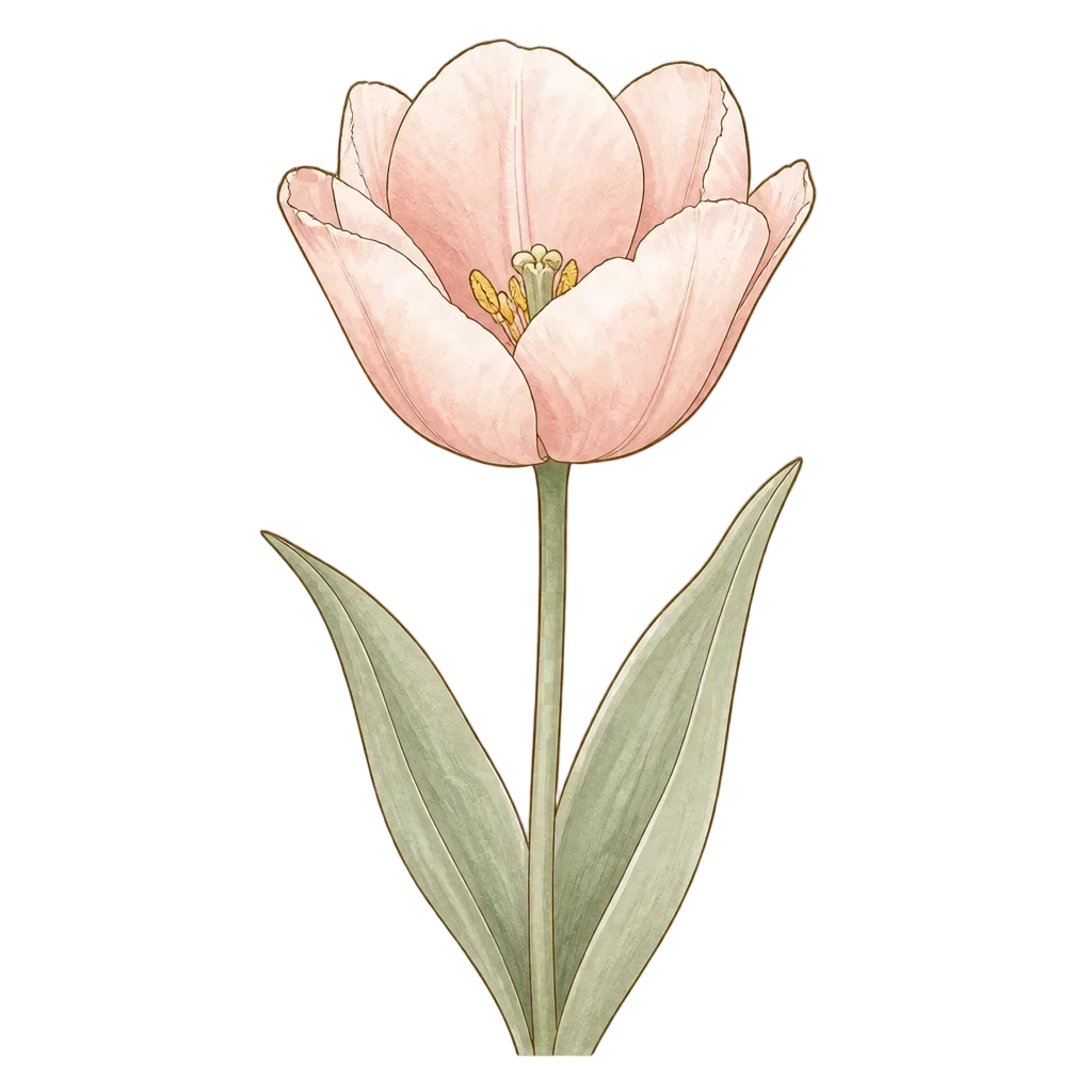 Blush Tulip Single Stem — from the 40 Spring Butterfly Garden Field Journal Clipart PNGs