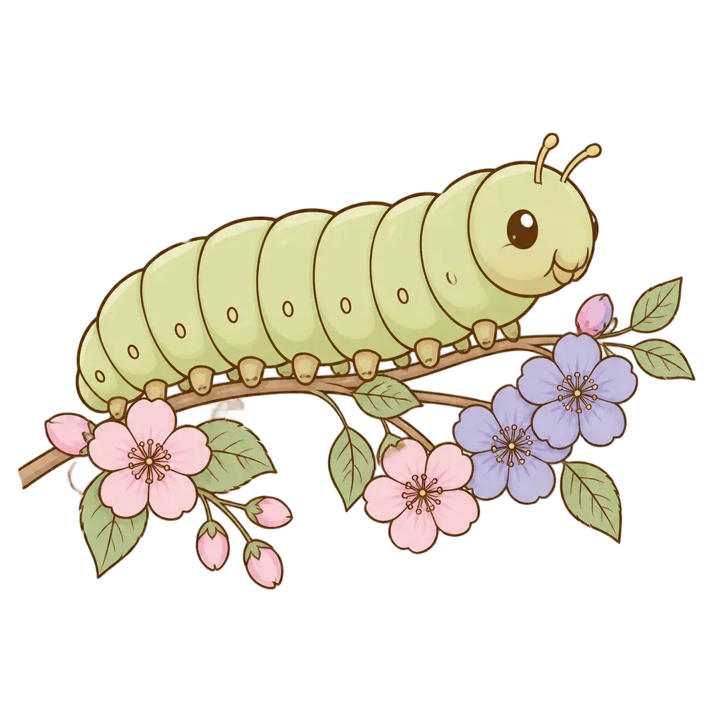 Butterfly Caterpillar Life-Cycle Accent — from the 40 Spring Butterfly Garden Field Journal Clipart PNGs