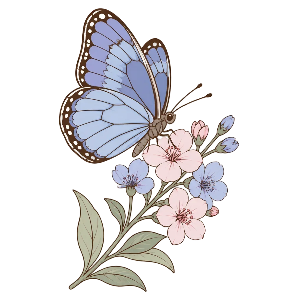 Common Blue Butterfly — from the 40 Spring Butterfly Garden Field Journal Clipart PNGs