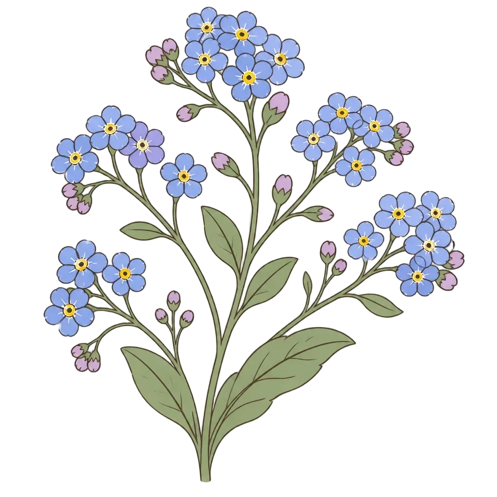 Forget-Me-Not Branch — from the 40 Spring Butterfly Garden Field Journal Clipart PNGs