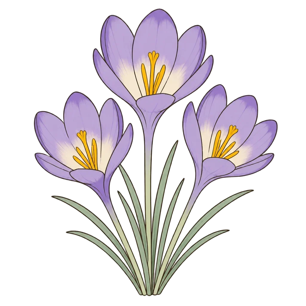 Purple Crocus Cluster — from the 40 Spring Butterfly Garden Field Journal Clipart PNGs