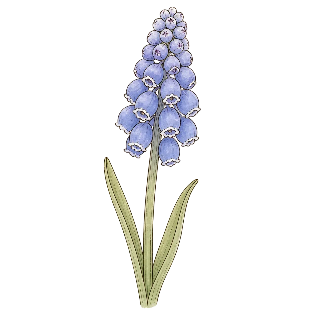 Sprig of Muscari — from the 40 Spring Butterfly Garden Field Journal Clipart PNGs