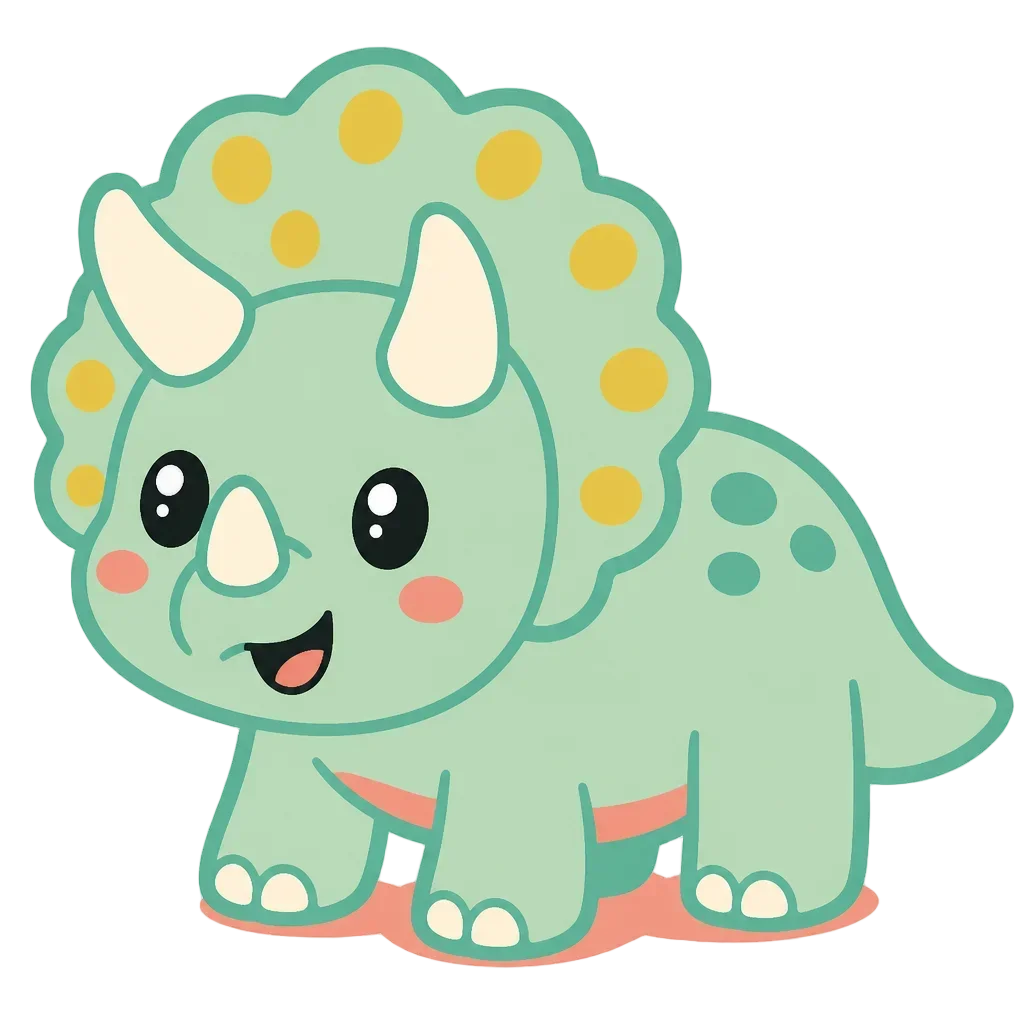 Friendly Triceratops Portrait – Dino Birthday Club — from the 40 Cute Dinosaur Clipart PNGs – Dino Discovery Birthday Club Set