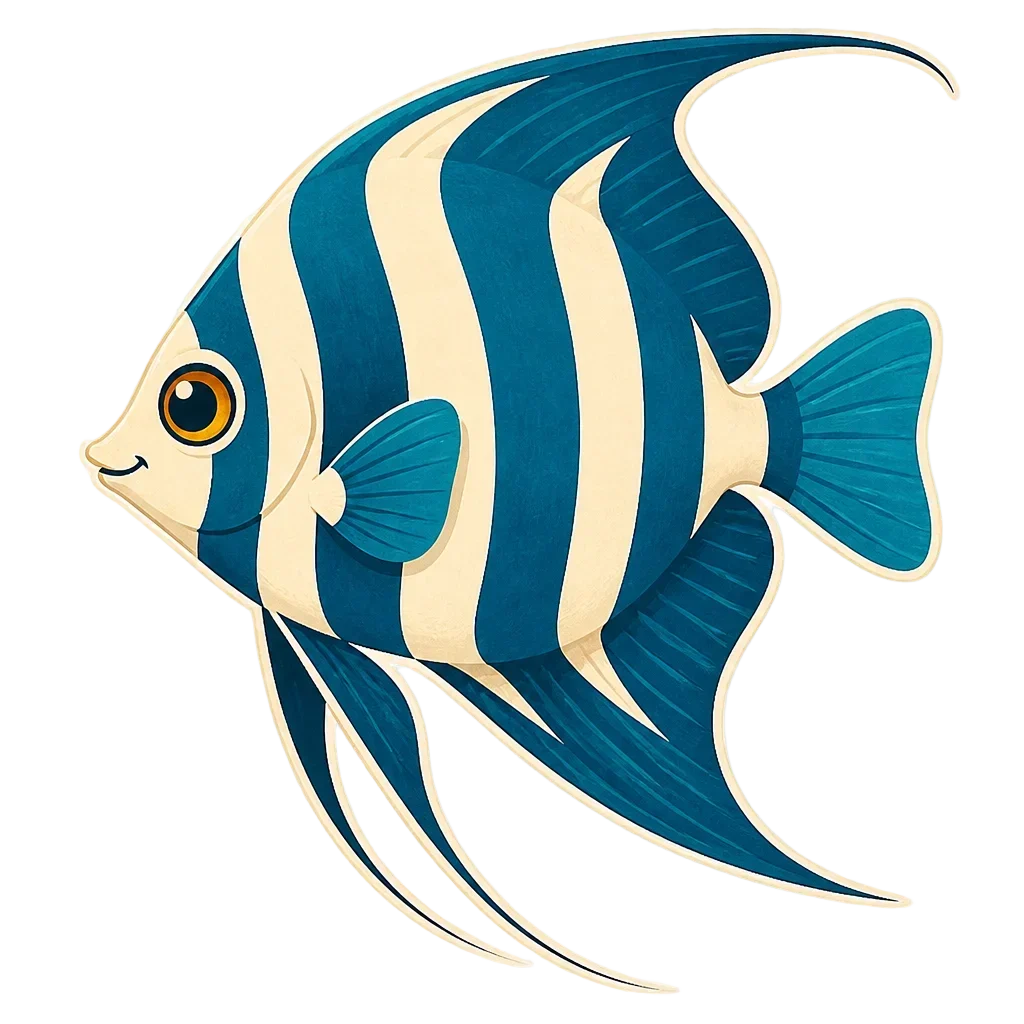 Striped Angelfish Clip Art — from the 20 Candy-Bright Coral Reef Clipart PNGs — Tropical Fish, Scenes, Borders & Patterns