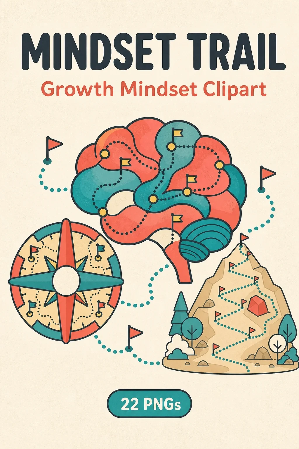 Mindset Trail: 21 Growth Mindset Clipart PNGs — clip art pack