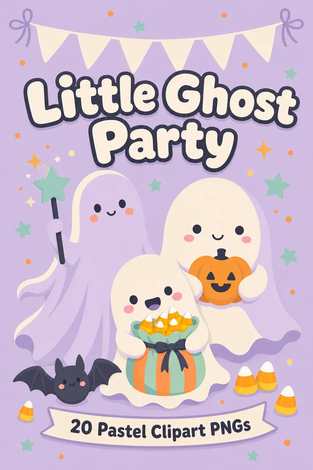 20 Little Ghost Classroom Party Clipart PNGs – Not-Scary Pastel Halloween — halloween clip art pack