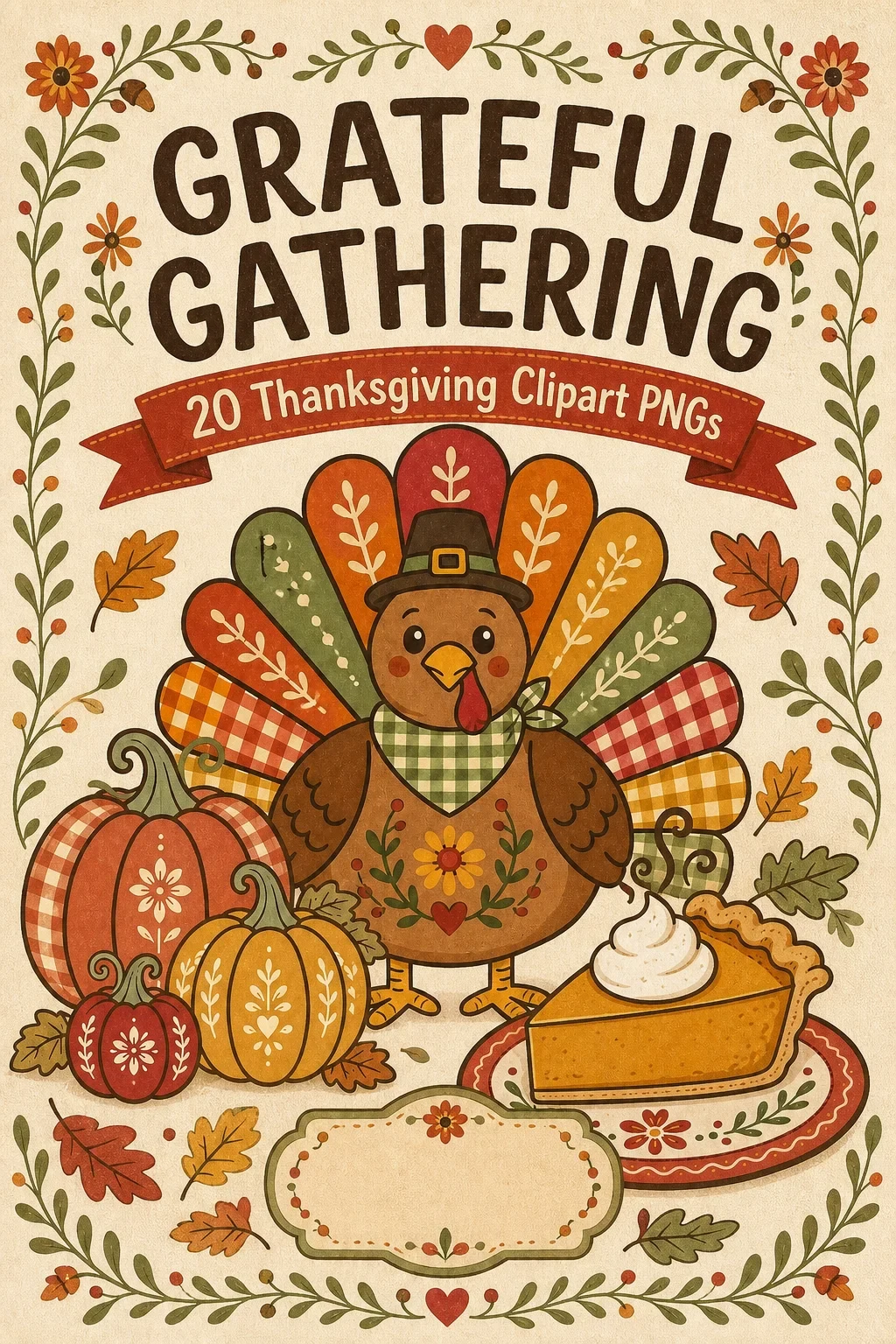 Grateful Gathering: 20 Thanksgiving Turkey & Harvest Clipart PNGs — clip art pack