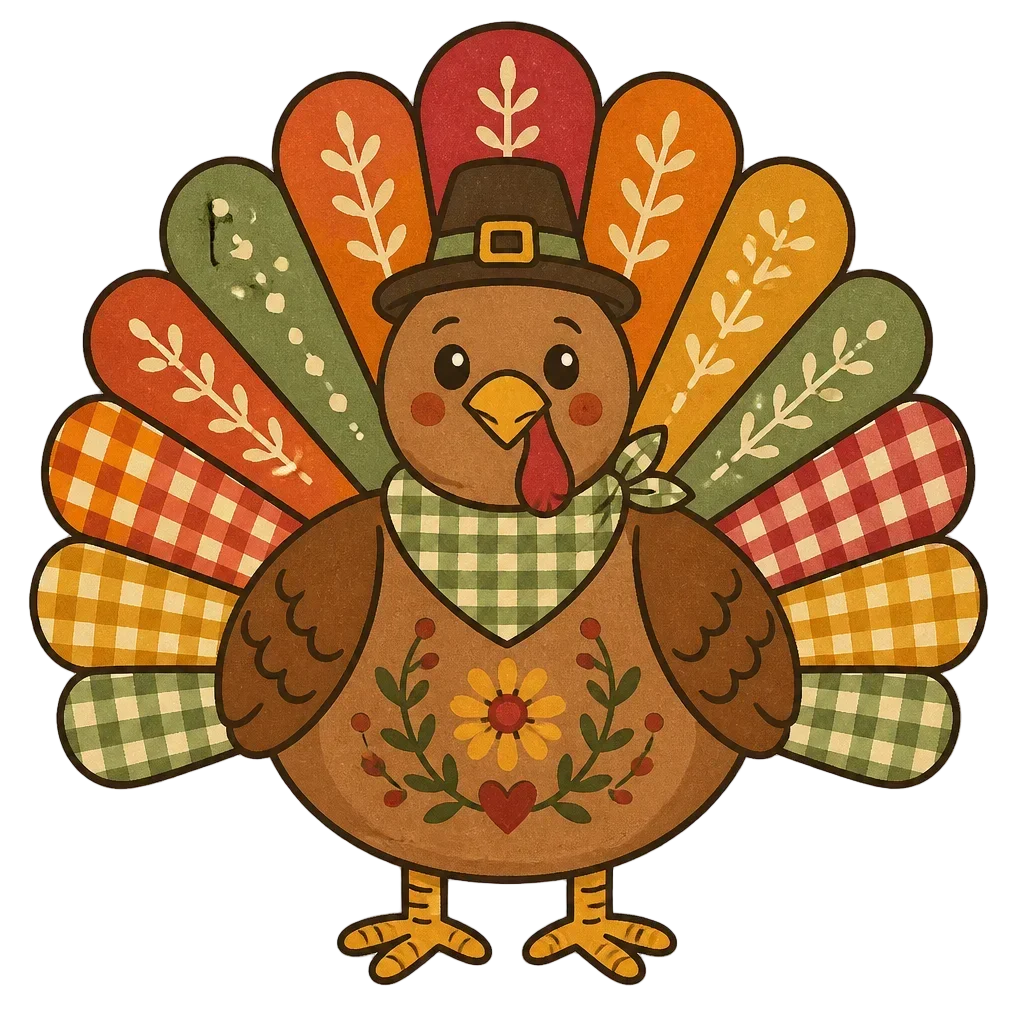 Friendly Turkey Standing Proud — from the Grateful Gathering: 20 Thanksgiving Turkey & Harvest Clipart PNGs