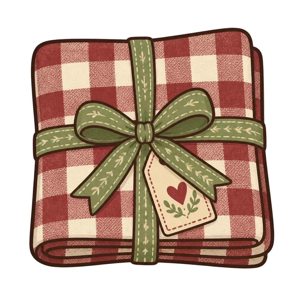 Gingham Table Linen Napkin — from the Grateful Gathering: 20 Thanksgiving Turkey & Harvest Clipart PNGs