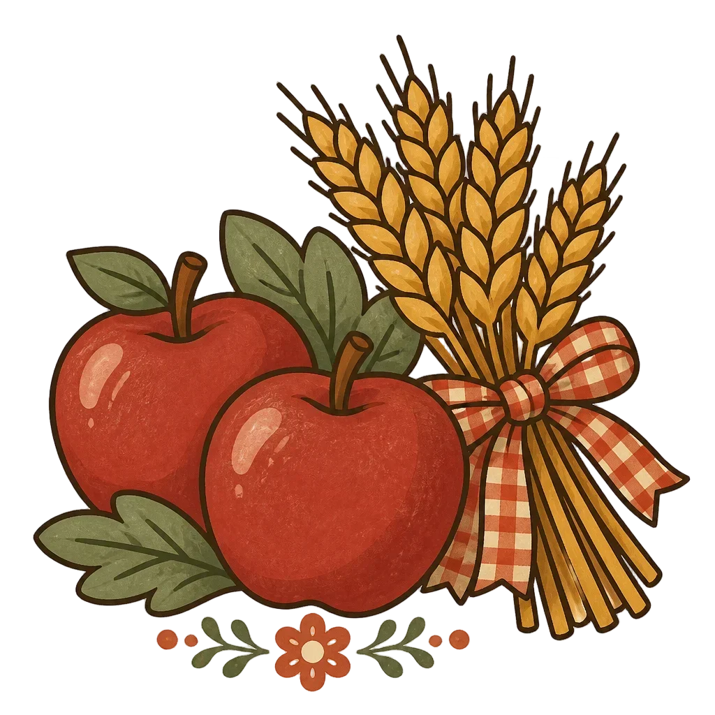 Rustic Apple and Wheat Bundle — from the Grateful Gathering: 20 Thanksgiving Turkey & Harvest Clipart PNGs