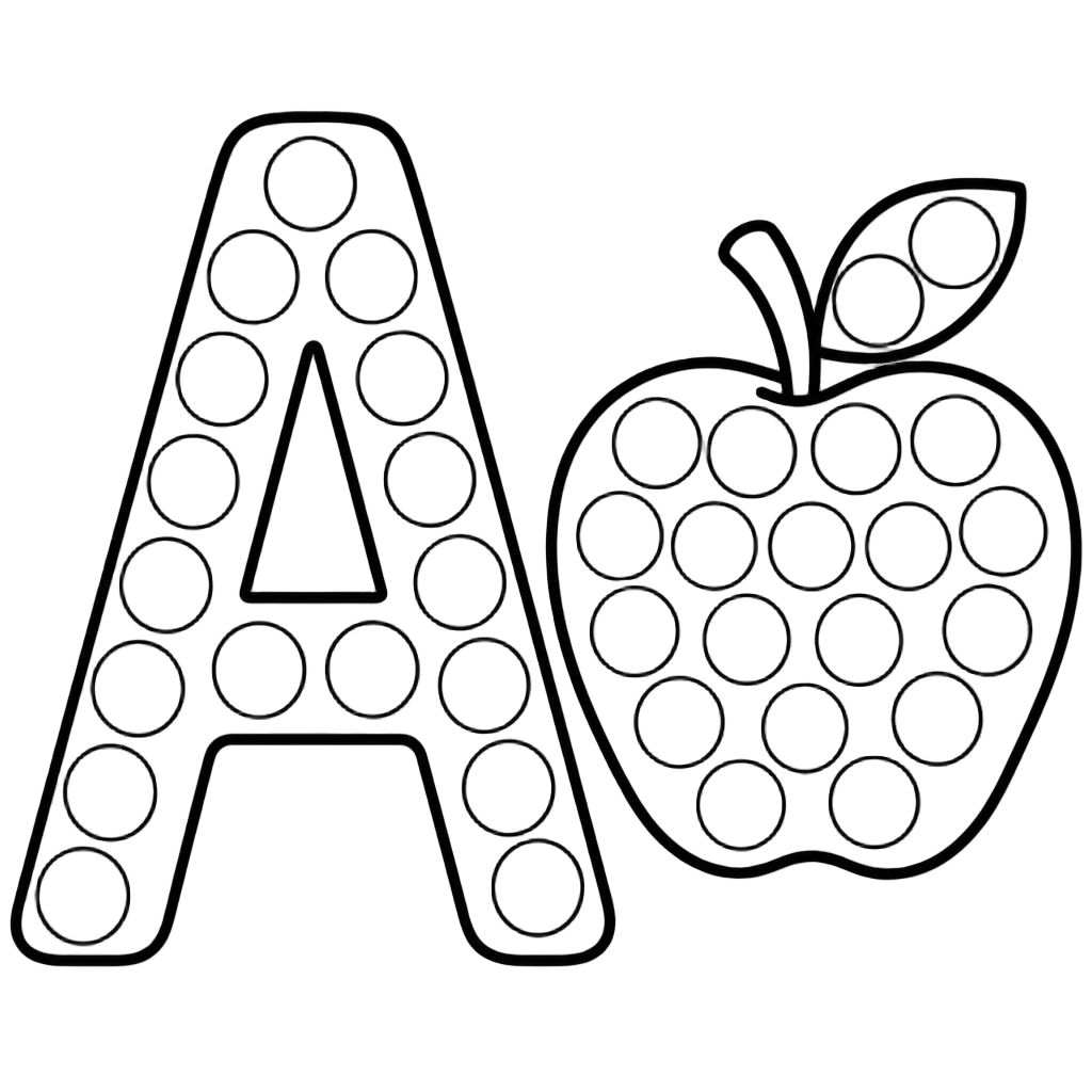 Letter A Printable Dot Marker Coloring Worksheet — school clip art