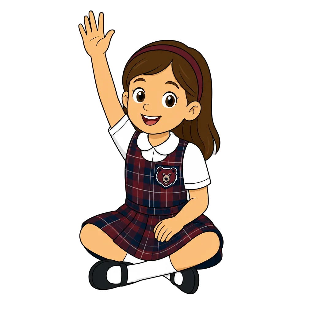 Student Raising Hand in School Uniform — free clip art